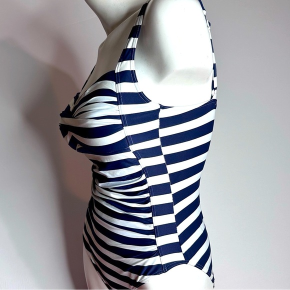 Nordstrom NipTuck Ruched Multi Fit Cup Joanne Striped Tummy Control Swimsuit 6 - Picture 8 of 16